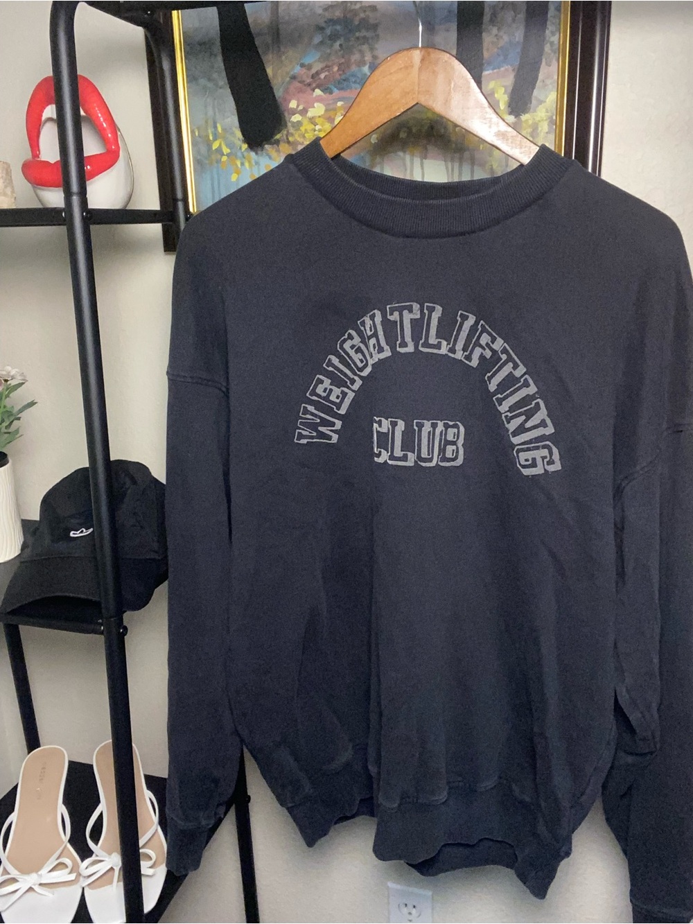 Gymshark Black Crewneck Sweatshirt with Chest 'Weightlifting Club' Print